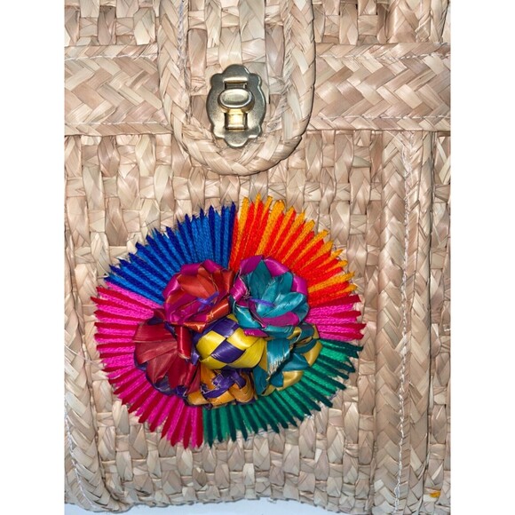 Primavera Collection Acapulco Beach Basket Bag Large Straw Tote Embellished - Picture 4 of 15